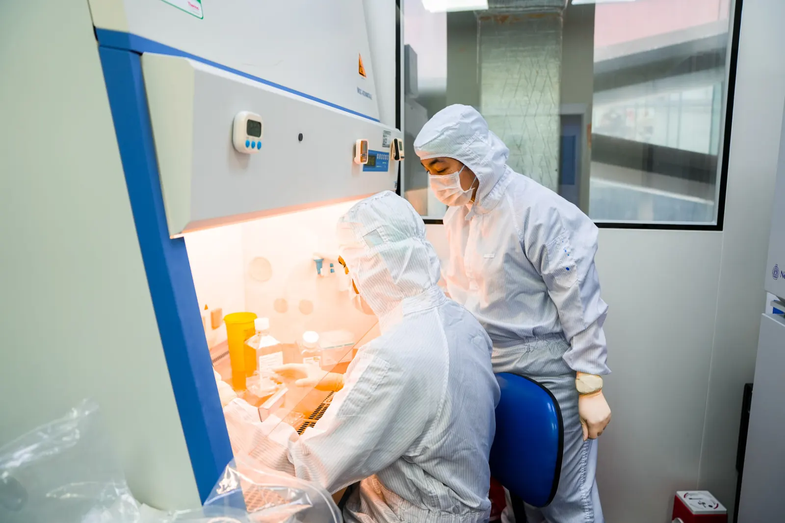 Laboratory team working in a cleanroom