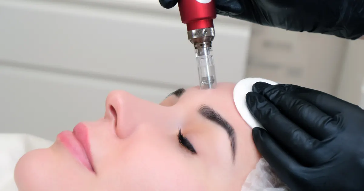 Clinician applying a growth factor treatment to a patient's skin