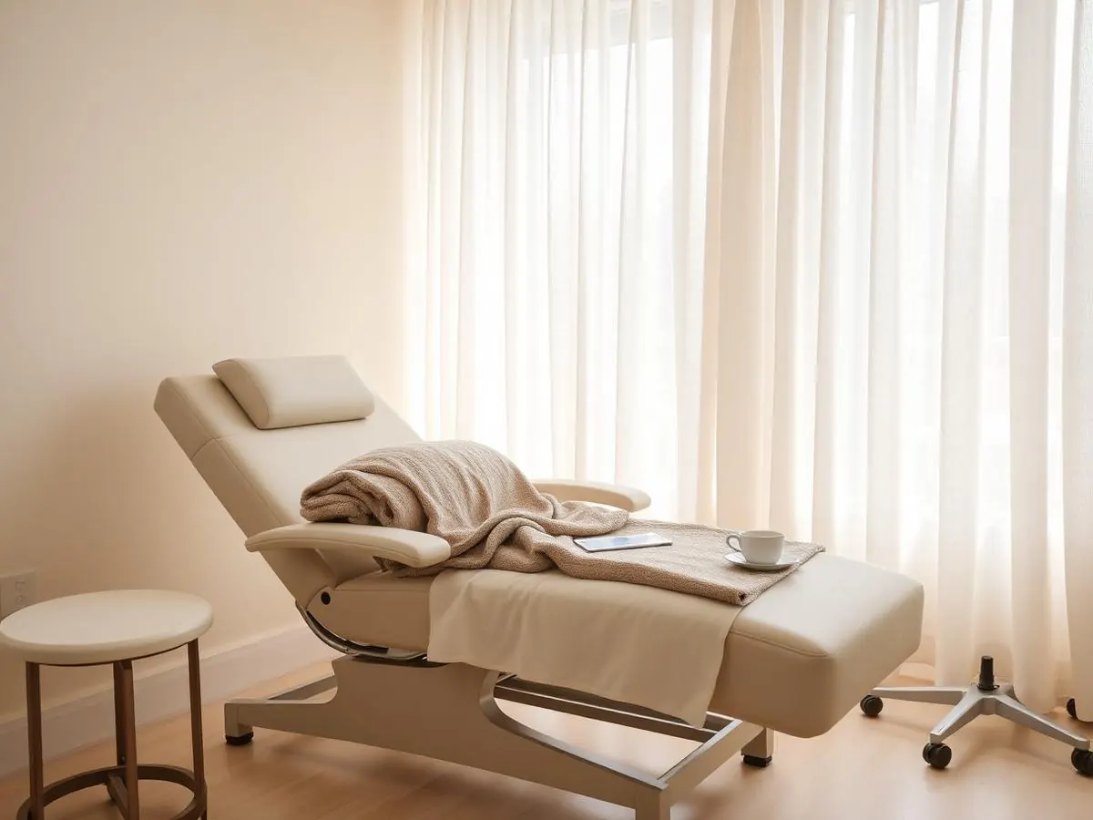 Recovery recliner with a blanket after treatment