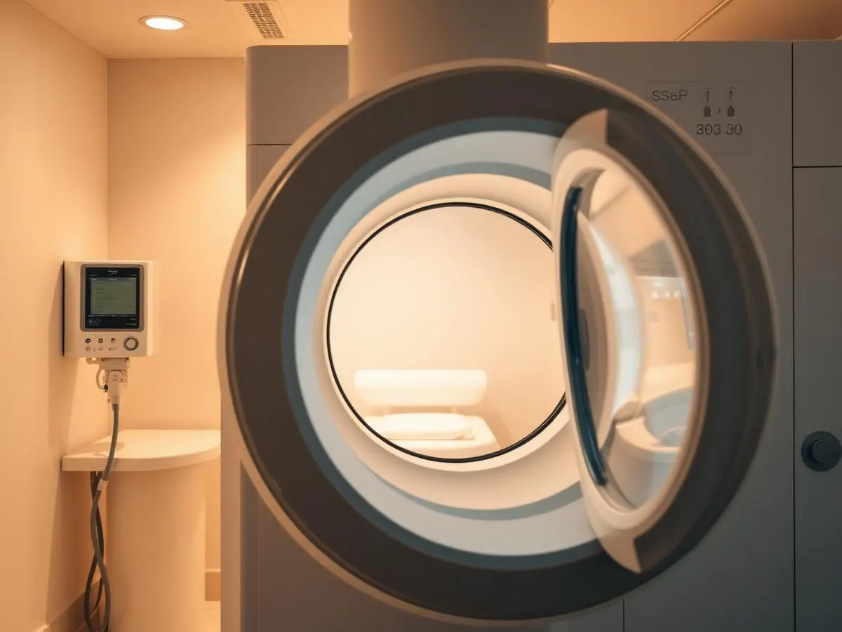 Hyperbaric oxygen chamber in a clinic suite